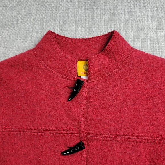 Ruby Rd Womens Jacket Size S Red Wool Patch Pockets Chinese Traditional Style - Picture 9 of 9